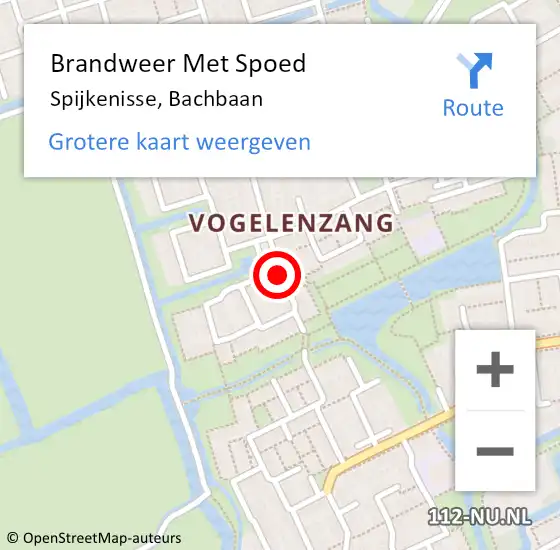 Locatie op kaart van de 112 melding: Brandweer Met Spoed Naar Spijkenisse, Bachbaan op 26 mei 2019 16:31