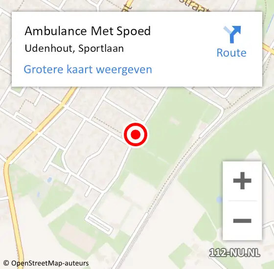 Locatie op kaart van de 112 melding: Ambulance Met Spoed Naar Udenhout, Sportlaan op 26 mei 2019 16:46