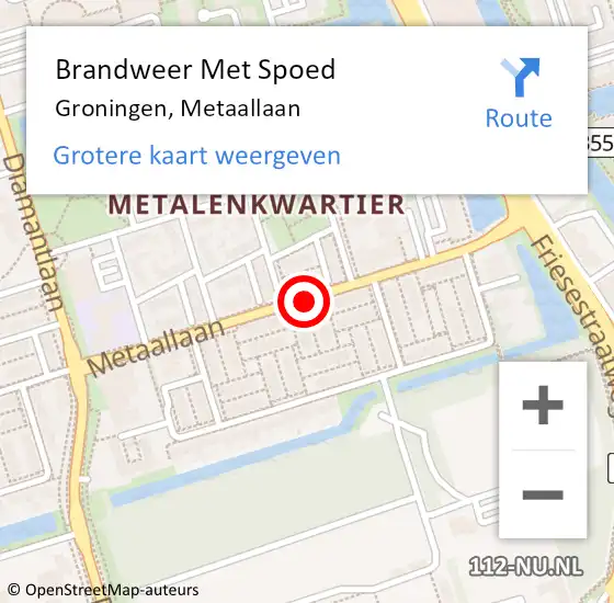 Locatie op kaart van de 112 melding: Brandweer Met Spoed Naar Groningen, Metaallaan op 26 mei 2019 16:47