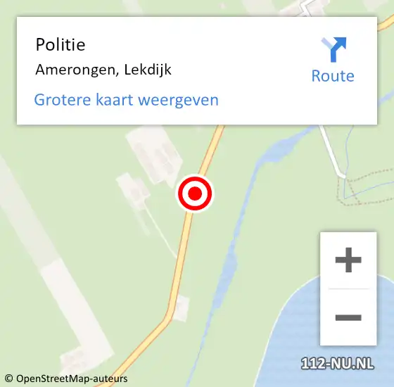 Locatie op kaart van de 112 melding: Politie Amerongen, Lekdijk op 26 mei 2019 16:49