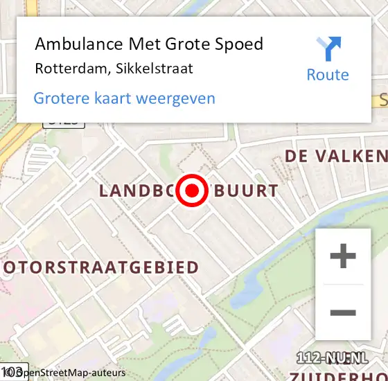 Locatie op kaart van de 112 melding: Ambulance Met Grote Spoed Naar Rotterdam, Sikkelstraat op 26 mei 2019 16:53