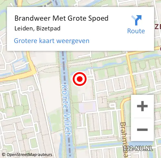 Locatie op kaart van de 112 melding: Brandweer Met Grote Spoed Naar Leiden, Bizetpad op 26 mei 2019 16:57