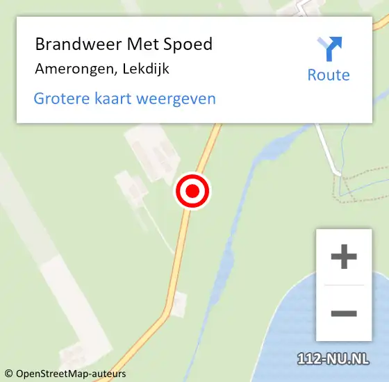 Locatie op kaart van de 112 melding: Brandweer Met Spoed Naar Amerongen, Lekdijk op 26 mei 2019 17:06