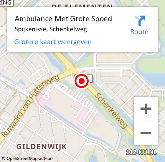 Locatie op kaart van de 112 melding: Ambulance Met Grote Spoed Naar Spijkenisse, Schenkelweg op 26 mei 2019 17:18