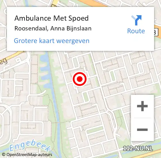 Locatie op kaart van de 112 melding: Ambulance Met Spoed Naar Roosendaal, Anna Bijnslaan op 26 mei 2019 17:19