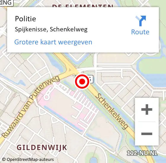 Locatie op kaart van de 112 melding: Politie Spijkenisse, Schenkelweg op 26 mei 2019 17:28