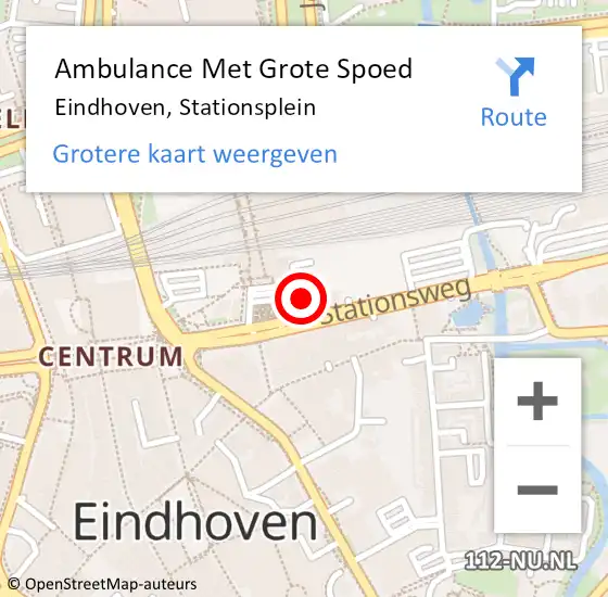 Locatie op kaart van de 112 melding: Ambulance Met Grote Spoed Naar Eindhoven, Stationsplein op 26 mei 2019 17:35