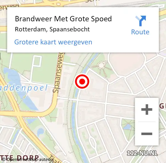 Locatie op kaart van de 112 melding: Brandweer Met Grote Spoed Naar Rotterdam, Spaansebocht op 26 mei 2019 17:43