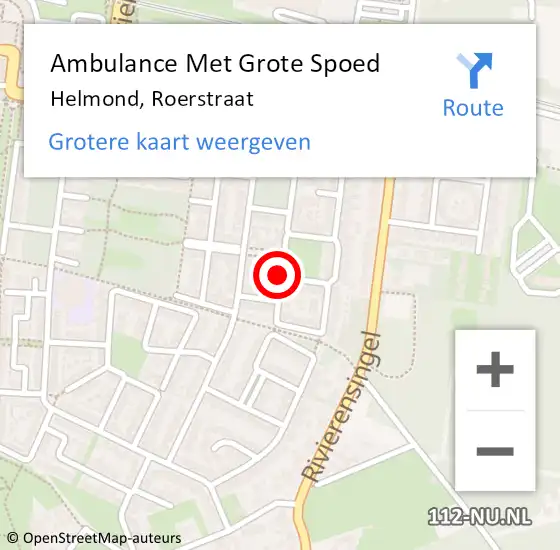 Locatie op kaart van de 112 melding: Ambulance Met Grote Spoed Naar Helmond, Roerstraat op 26 mei 2019 18:01