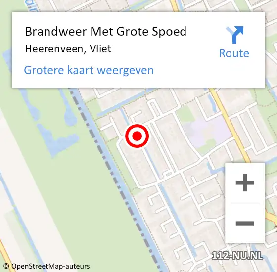 Locatie op kaart van de 112 melding: Brandweer Met Grote Spoed Naar Heerenveen, Vliet op 26 mei 2019 18:01
