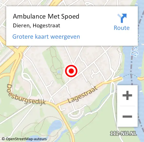 Locatie op kaart van de 112 melding: Ambulance Met Spoed Naar Dieren, Hogestraat op 26 mei 2019 18:06