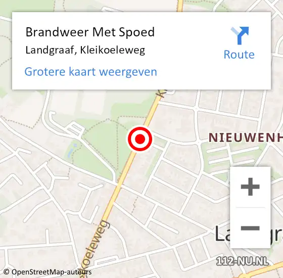 Locatie op kaart van de 112 melding: Brandweer Met Spoed Naar Landgraaf, Kleikoeleweg op 26 mei 2019 18:44