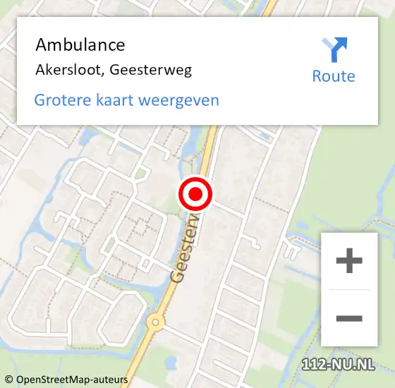 Locatie op kaart van de 112 melding: Ambulance Akersloot, Geesterweg op 26 mei 2019 19:49