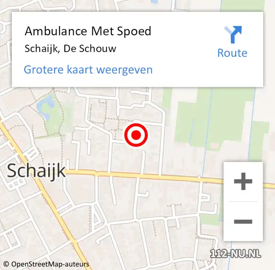 Locatie op kaart van de 112 melding: Ambulance Met Spoed Naar Schaijk, De Schouw op 26 mei 2019 21:46