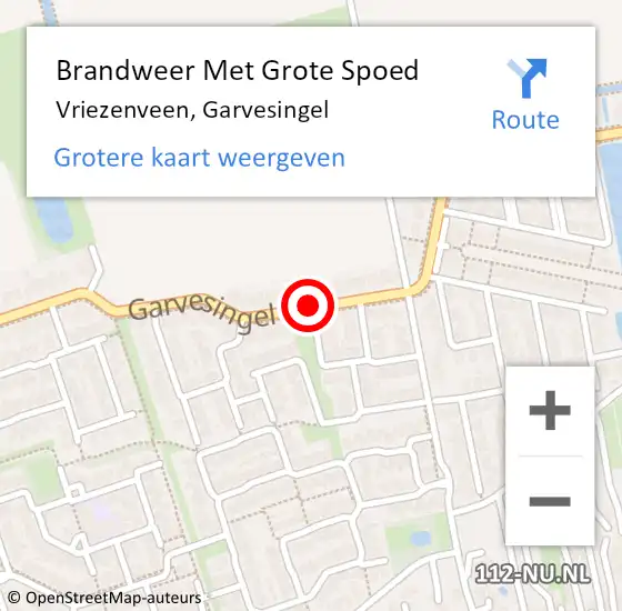 Locatie op kaart van de 112 melding: Brandweer Met Grote Spoed Naar Vriezenveen, Garvesingel op 26 mei 2019 21:56