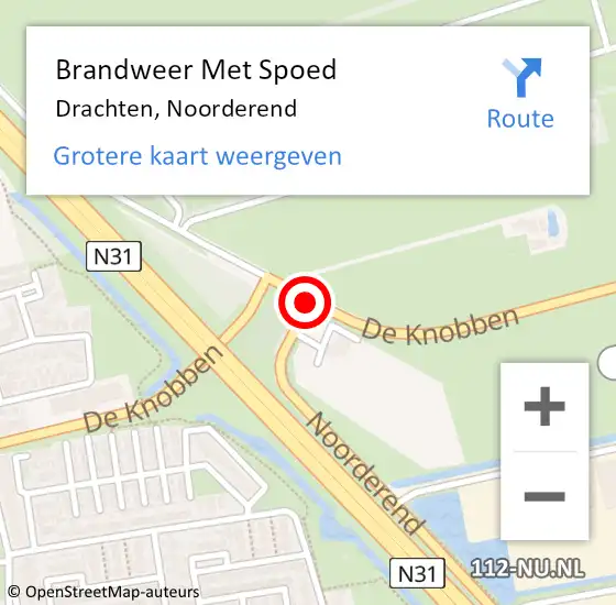 Locatie op kaart van de 112 melding: Brandweer Met Spoed Naar Drachten, Noorderend op 26 mei 2019 22:32