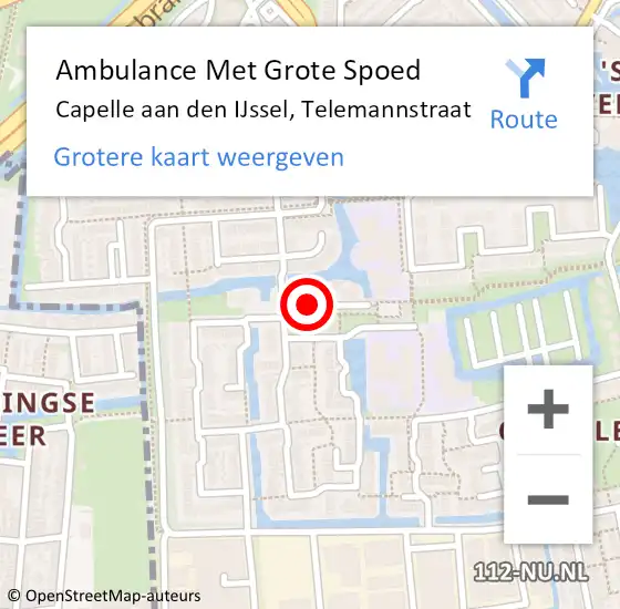 Locatie op kaart van de 112 melding: Ambulance Met Grote Spoed Naar Capelle aan den IJssel, Telemannstraat op 26 mei 2019 22:41