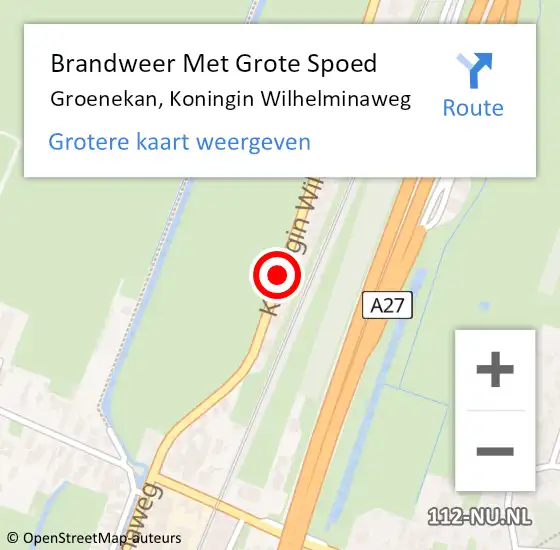 Locatie op kaart van de 112 melding: Brandweer Met Grote Spoed Naar Groenekan, Koningin Wilhelminaweg op 27 mei 2019 04:06