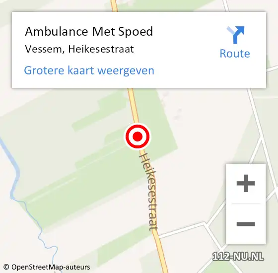 Locatie op kaart van de 112 melding: Ambulance Met Spoed Naar Vessem, Heikesestraat op 27 mei 2019 04:24