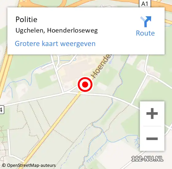 Locatie op kaart van de 112 melding: Politie Ugchelen, Hoenderloseweg op 27 mei 2019 08:24