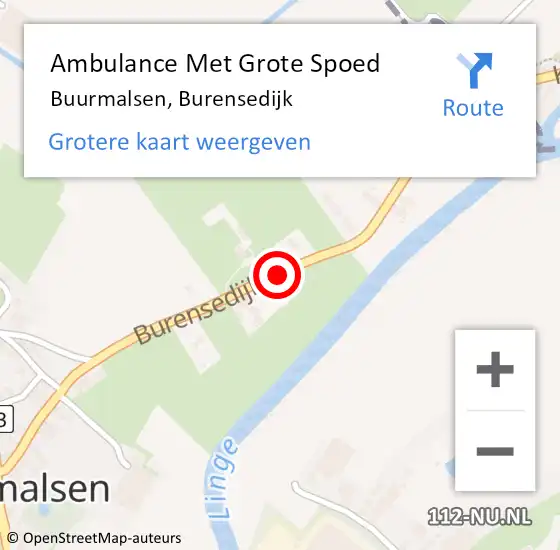 Locatie op kaart van de 112 melding: Ambulance Met Grote Spoed Naar Buurmalsen, Burensedijk op 27 mei 2019 10:37