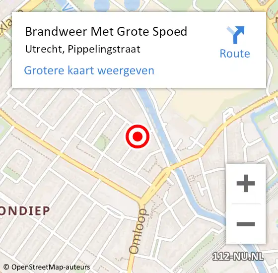 Locatie op kaart van de 112 melding: Brandweer Met Grote Spoed Naar Utrecht, Pippelingstraat op 27 mei 2019 11:14