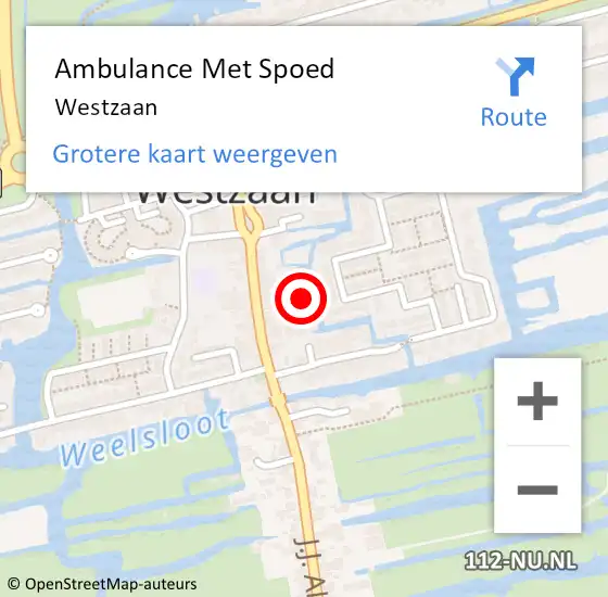 Locatie op kaart van de 112 melding: Ambulance Met Spoed Naar Westzaan op 27 mei 2019 11:23