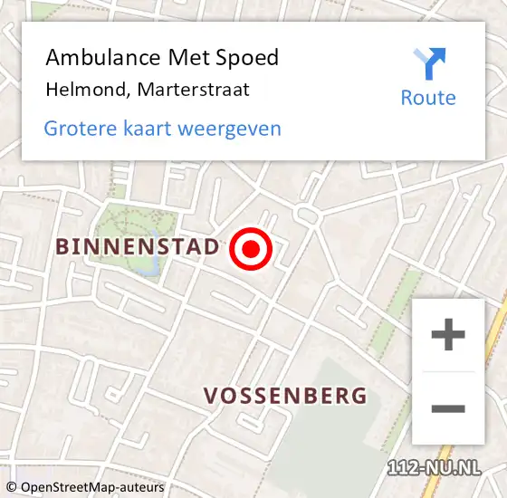 Locatie op kaart van de 112 melding: Ambulance Met Spoed Naar Helmond, Marterstraat op 27 mei 2019 11:25