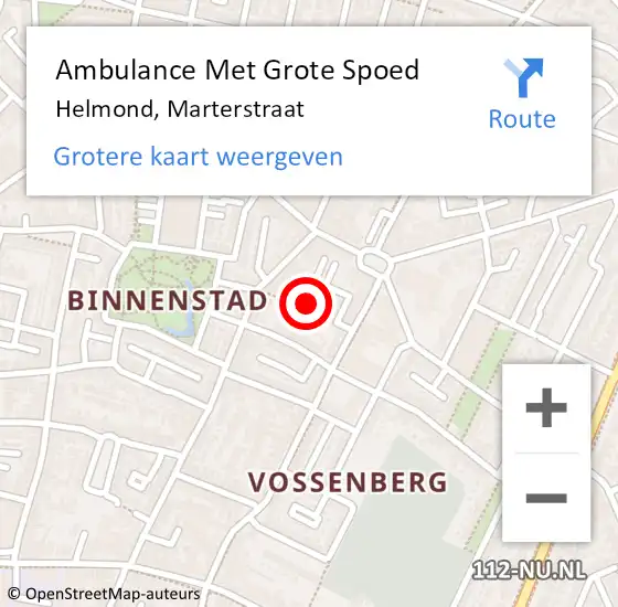 Locatie op kaart van de 112 melding: Ambulance Met Grote Spoed Naar Helmond, Marterstraat op 27 mei 2019 11:27