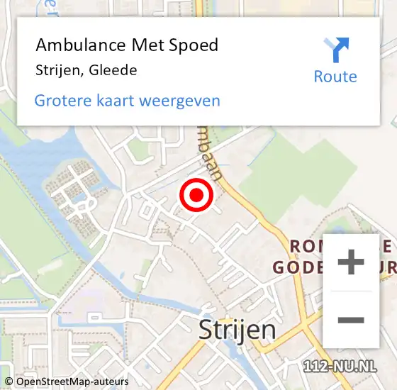 Locatie op kaart van de 112 melding: Ambulance Met Spoed Naar Strijen, Gleede op 27 mei 2019 12:36