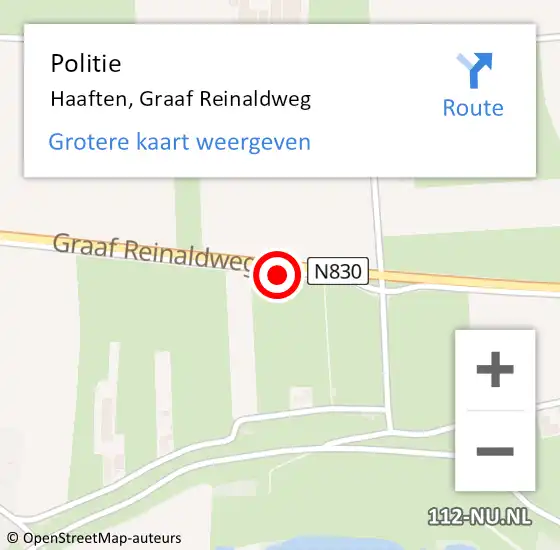 Locatie op kaart van de 112 melding: Politie Haaften, Graaf Reinaldweg op 27 mei 2019 13:26