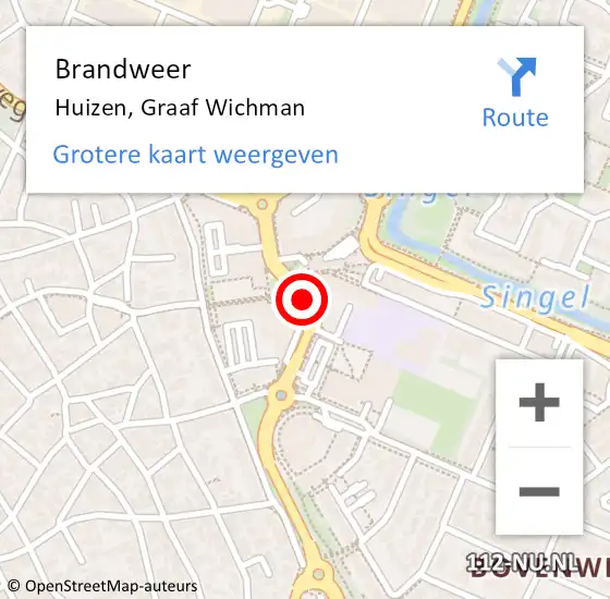 Locatie op kaart van de 112 melding: Brandweer Huizen, Graaf Wichman op 27 mei 2019 14:10