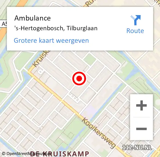 Locatie op kaart van de 112 melding: Ambulance 's-Hertogenbosch, Tilburglaan op 27 mei 2019 14:12