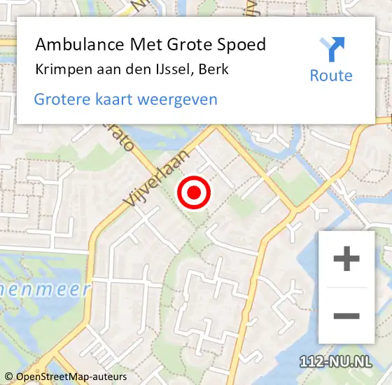 Locatie op kaart van de 112 melding: Ambulance Met Grote Spoed Naar Krimpen aan den IJssel, Berk op 27 mei 2019 14:13