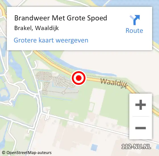 Locatie op kaart van de 112 melding: Brandweer Met Grote Spoed Naar Brakel, Waaldijk op 27 mei 2019 14:22