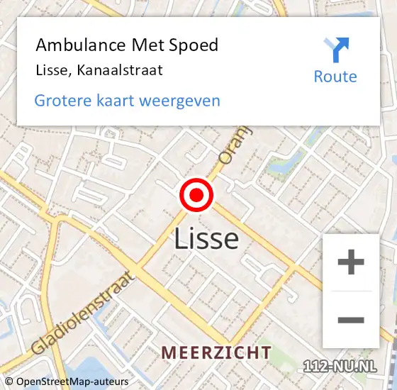 Locatie op kaart van de 112 melding: Ambulance Met Spoed Naar Lisse, Kanaalstraat op 27 mei 2019 14:31