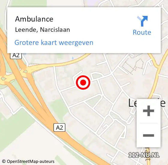 Locatie op kaart van de 112 melding: Ambulance Leende, Narcislaan op 27 mei 2019 15:35