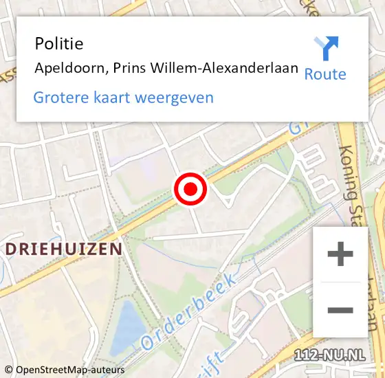 Locatie op kaart van de 112 melding: Politie Apeldoorn, Prins Willem-Alexanderlaan op 27 mei 2019 16:35