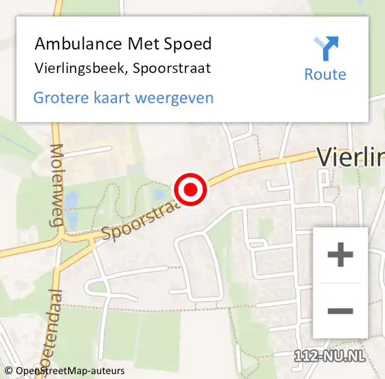 Locatie op kaart van de 112 melding: Ambulance Met Spoed Naar Vierlingsbeek, Spoorstraat op 27 mei 2019 18:33