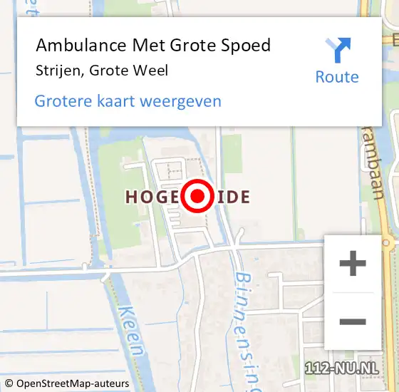Locatie op kaart van de 112 melding: Ambulance Met Grote Spoed Naar Strijen, Grote Weel op 28 mei 2019 08:47