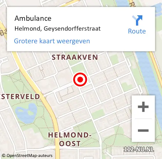 Locatie op kaart van de 112 melding: Ambulance Helmond, Geysendorfferstraat op 28 mei 2019 09:04