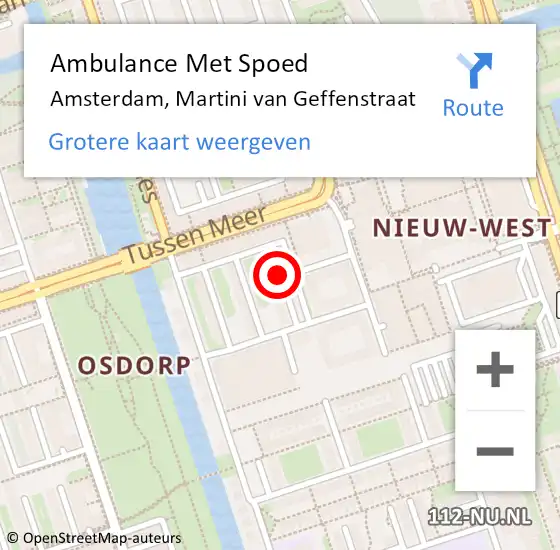 Locatie op kaart van de 112 melding: Ambulance Met Spoed Naar Amsterdam, Martini van Geffenstraat op 28 mei 2019 10:57