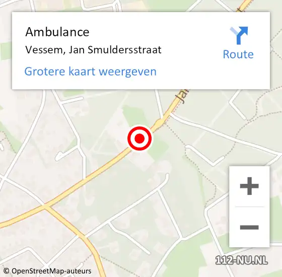 Locatie op kaart van de 112 melding: Ambulance Vessem, Jan Smuldersstraat op 28 mei 2019 11:51