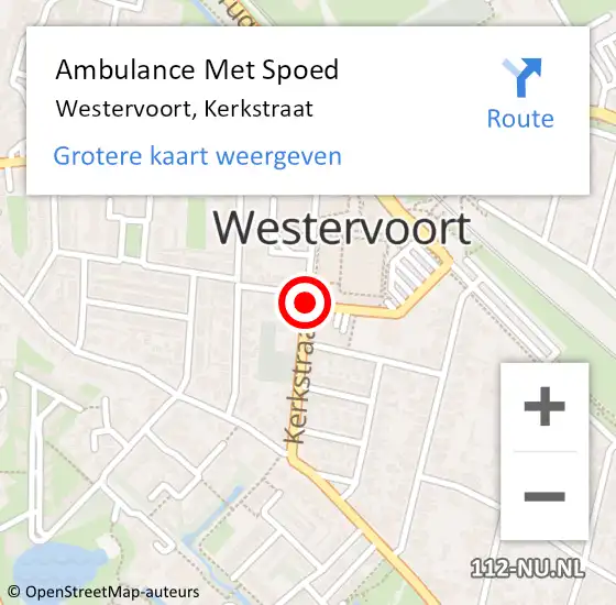 Locatie op kaart van de 112 melding: Ambulance Met Spoed Naar Westervoort, Kerkstraat op 28 mei 2019 11:53