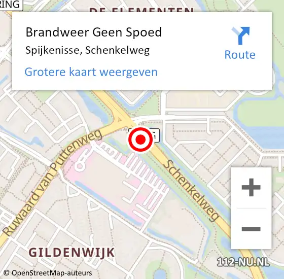 Locatie op kaart van de 112 melding: Brandweer Geen Spoed Naar Spijkenisse, Schenkelweg op 28 mei 2019 14:08