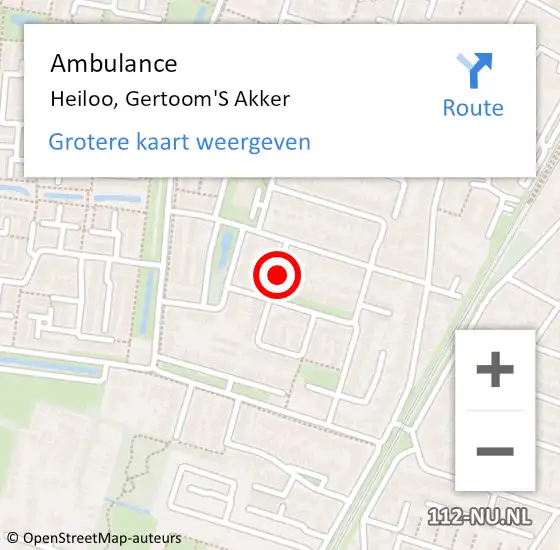Locatie op kaart van de 112 melding: Ambulance Heiloo, Gertoom'S Akker op 28 mei 2019 14:28