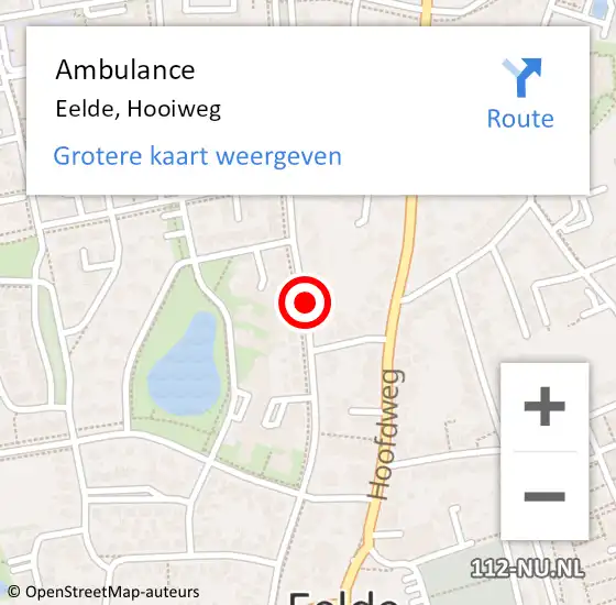 Locatie op kaart van de 112 melding: Ambulance Eelde, Hooiweg op 28 mei 2019 16:38