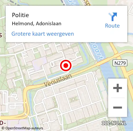 Locatie op kaart van de 112 melding: Politie Helmond, Adonislaan op 28 mei 2019 19:33