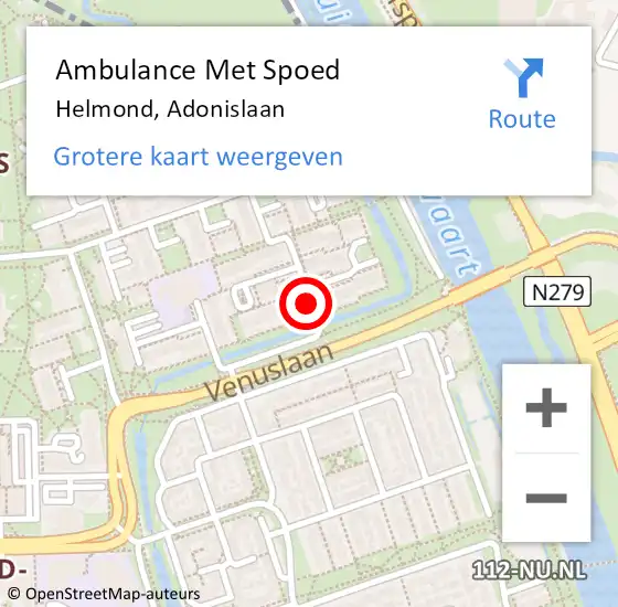 Locatie op kaart van de 112 melding: Ambulance Met Spoed Naar Helmond, Adonislaan op 28 mei 2019 19:34