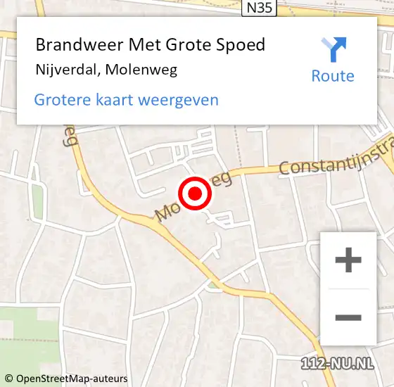 Locatie op kaart van de 112 melding: Brandweer Met Grote Spoed Naar Nijverdal, Molenweg op 2 april 2014 16:44